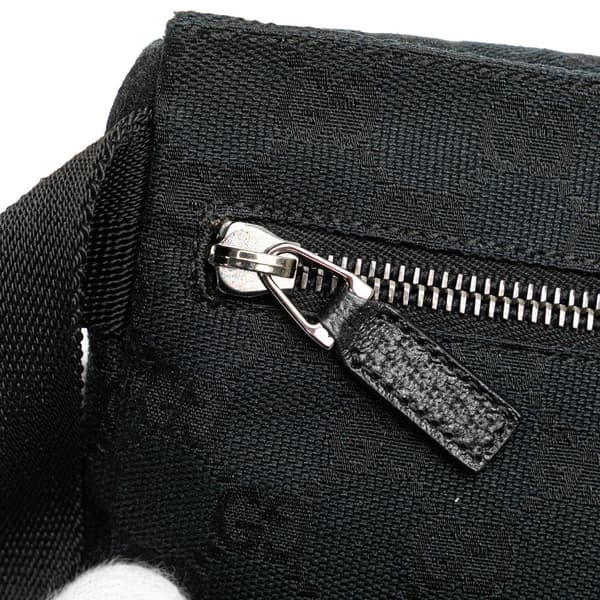Pre-owned Gucci GG Canvas Double Pocket Belt Bag Black