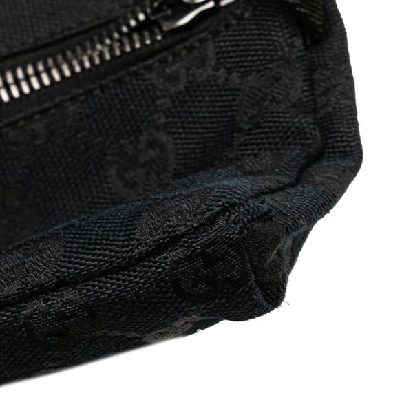 Pre-owned Gucci GG Canvas Double Pocket Belt Bag Black
