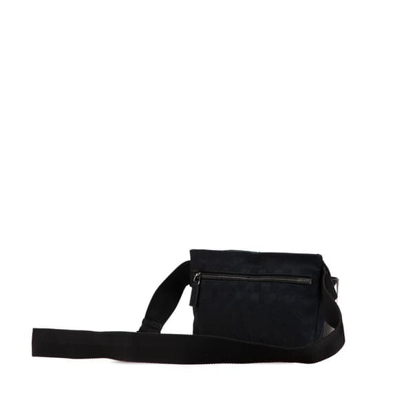 Pre-owned Gucci GG Canvas Double Pocket Belt Bag Black