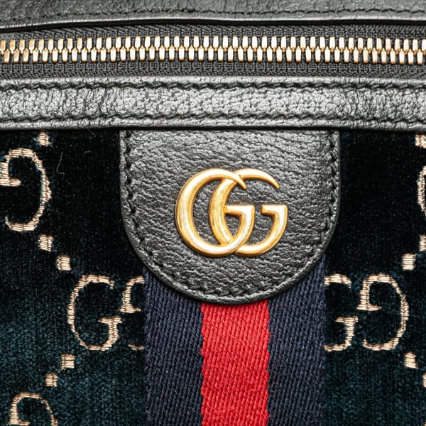 Pre-owned Gucci GG Velvet Ophidia Belt Bag Blue