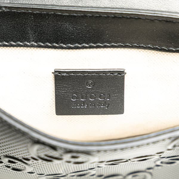 Pre-owned Gucci GG Embossed Perforated Double Belt Bag Black