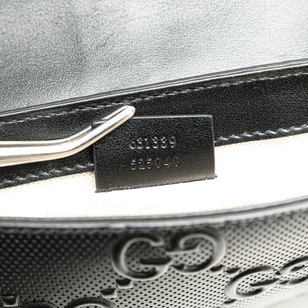Pre-owned Gucci GG Embossed Perforated Double Belt Bag Black