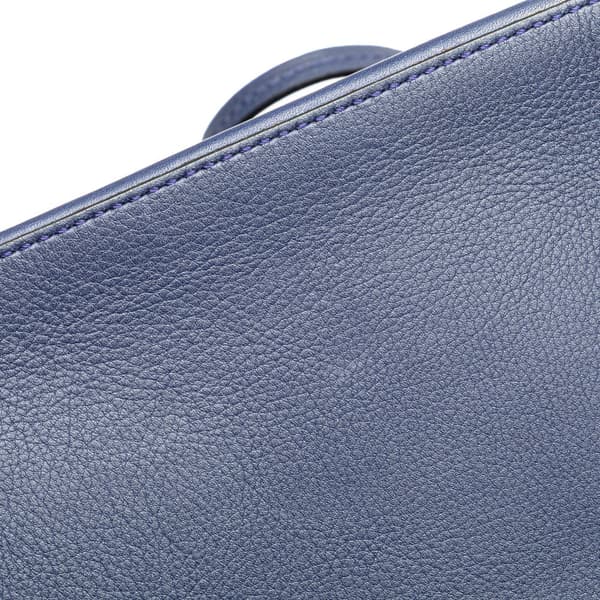 Pre-owned LOEWE Leather and Stripe Canvas Midnight Bucket Blue