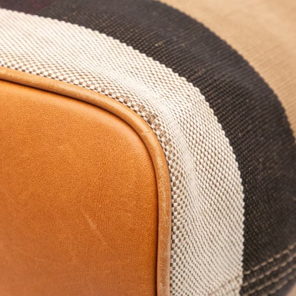 Pre-owned Burberry Mini Mega Check Canvas Ashby Tassel Bucket Bag Brown