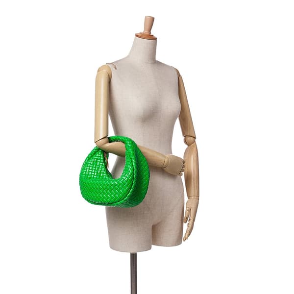 Pre-owned Bottega Veneta Mini Rubber Intreccio Padded Jodie Green
