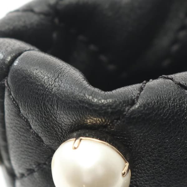 Pre-owned Chanel Mini Quilted Lambskin About Pearls Drawstring Bucket Bag Black