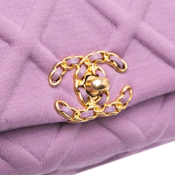 Pre-owned Chanel Quilted Jersey 19 Belt Bag Purple