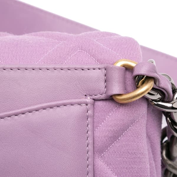 Pre-owned Chanel Quilted Jersey 19 Belt Bag Purple