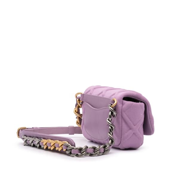 Pre-owned Chanel Quilted Jersey 19 Belt Bag Purple