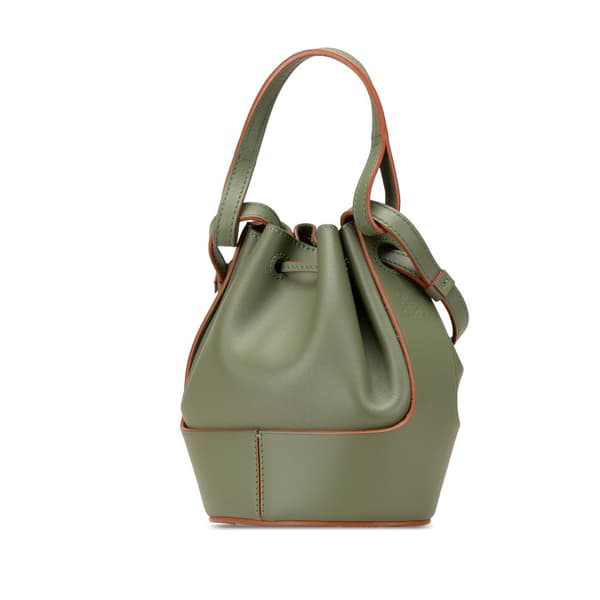Pre-owned LOEWE Mini Leather Balloon Bucket Bag Green