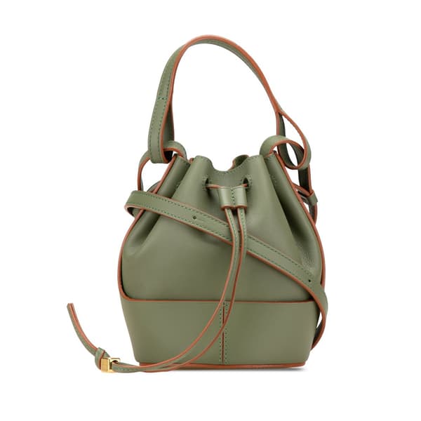 Pre-owned LOEWE Mini Leather Balloon Bucket Bag Green