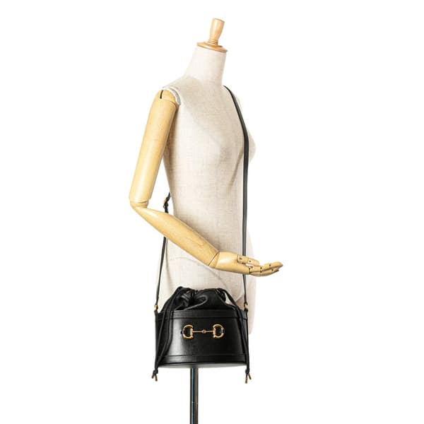 Pre-owned Gucci Leather Horsebit 1955 Bucket Bag Black