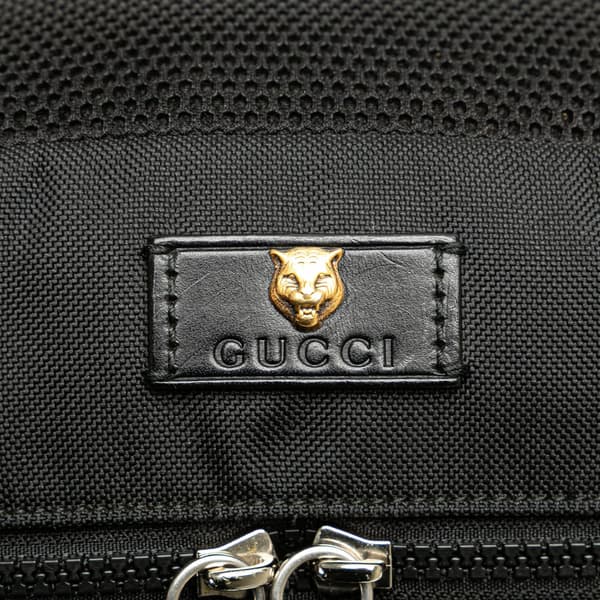 Pre-owned Gucci Techno Canvas Web L Aveugle Par Amour Embroidered Belt Bag Black