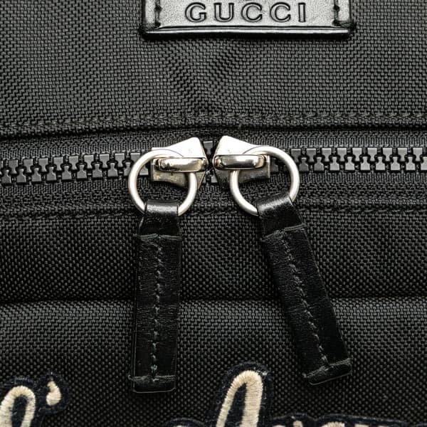 Pre-owned Gucci Techno Canvas Web L Aveugle Par Amour Embroidered Belt Bag Black