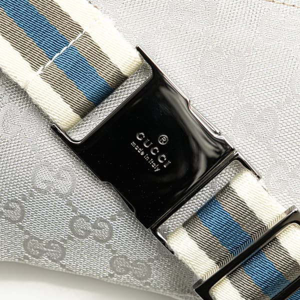 Pre-owned Gucci GG Canvas Web Double Pocket Belt Bag White