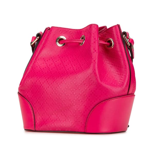 Pre-owned Gucci Diamante Leather Bright Bucket Bag Pink