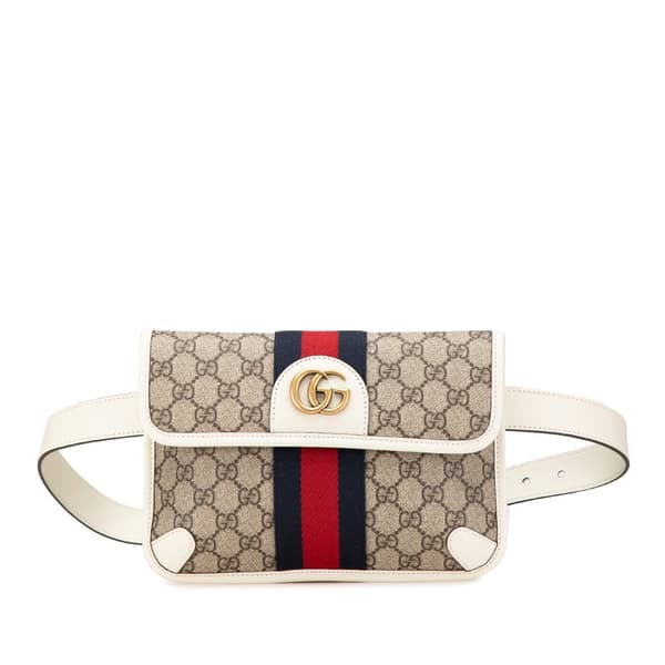 Pre-owned Gucci GG Supreme Ophidia Belt Bag Brown