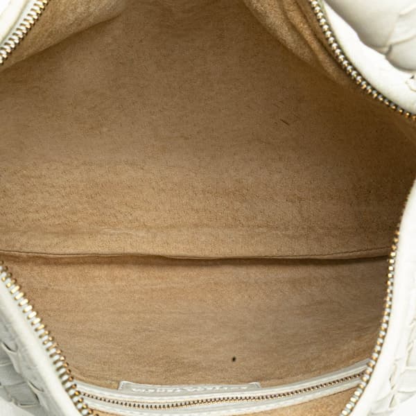 Pre-owned Bottega Veneta Small Nappa Intrecciato Veneta Hobo White