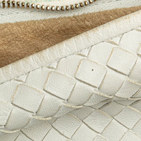 Pre-owned Bottega Veneta Small Nappa Intrecciato Veneta Hobo White