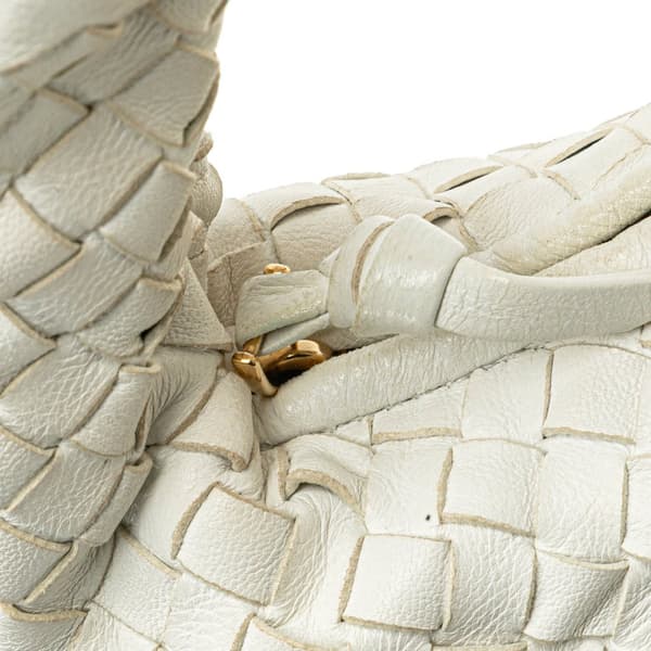 Pre-owned Bottega Veneta Small Nappa Intrecciato Veneta Hobo White
