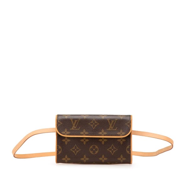 Pre-owned Louis Vuitton Monogram Pochette Florentine Brown