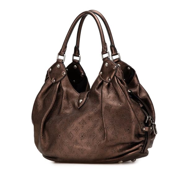 Pre-owned Louis Vuitton Monogram Mahina L Hobo Brown