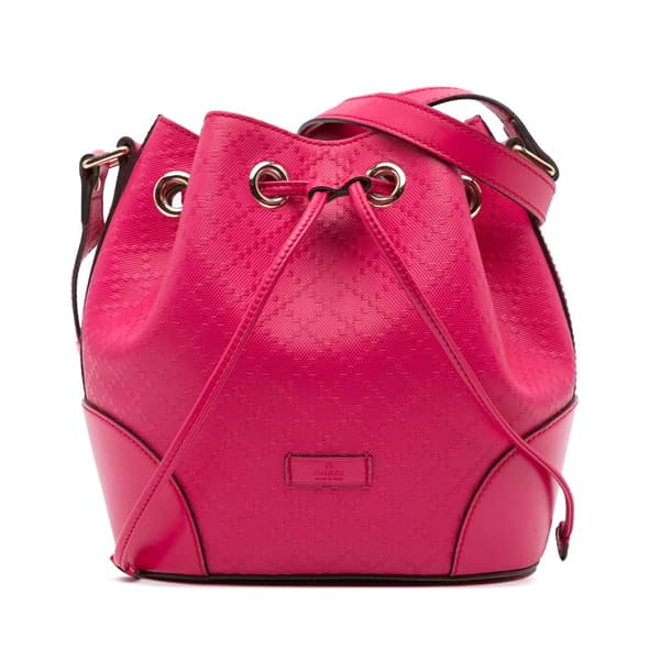 Pre-owned Gucci Diamante Leather Bright Bucket Bag Pink