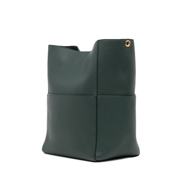 Pre-owned Celine Medium Leather Seau Sangle Bucket Green
