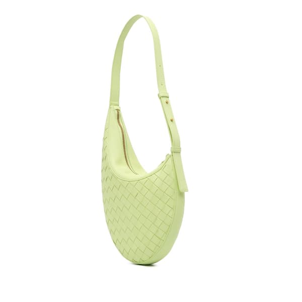 Pre-owned Bottega Veneta Small Lambskin Intrecciato Drop Hobo Green
