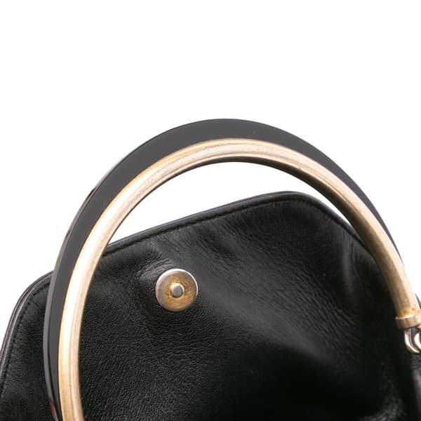 Pre-owned Chanel Quilted Chevron Lambskin Handle with Chic Bucket Bag Black