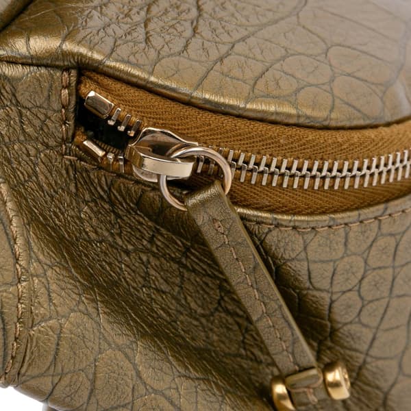 Pre-owned Chanel Quilted Croc Embossed Metallic Calfskin Easy Trip Belt Bag Gold