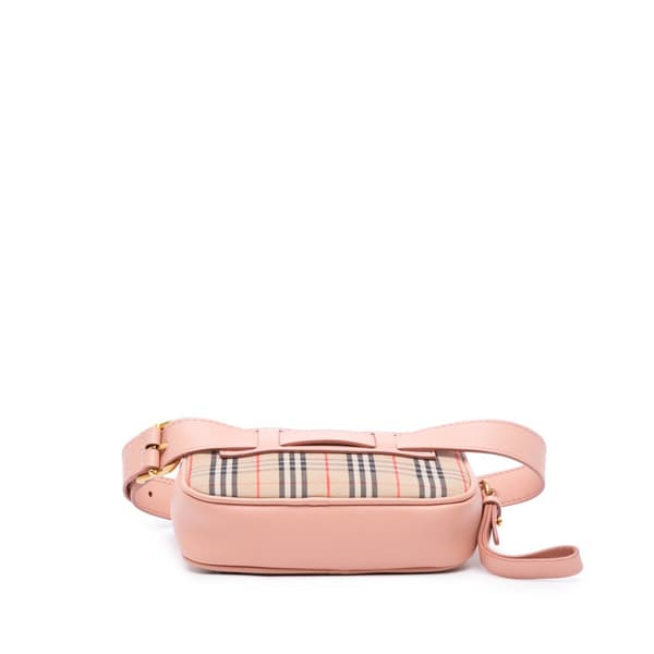 Pre-owned Burberry Haymarket Check Canvas 1983 Link Belt Bag Brown