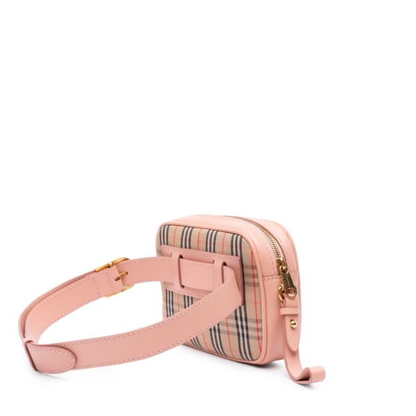 Pre-owned Burberry Haymarket Check Canvas 1983 Link Belt Bag Brown