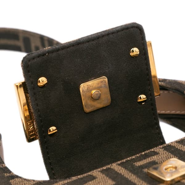 Pre-owned Fendi Mini Zucca Canvas Cookie Hobo Brown