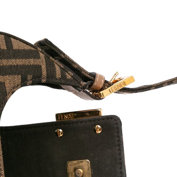 Pre-owned Fendi Mini Zucca Canvas Cookie Hobo Brown