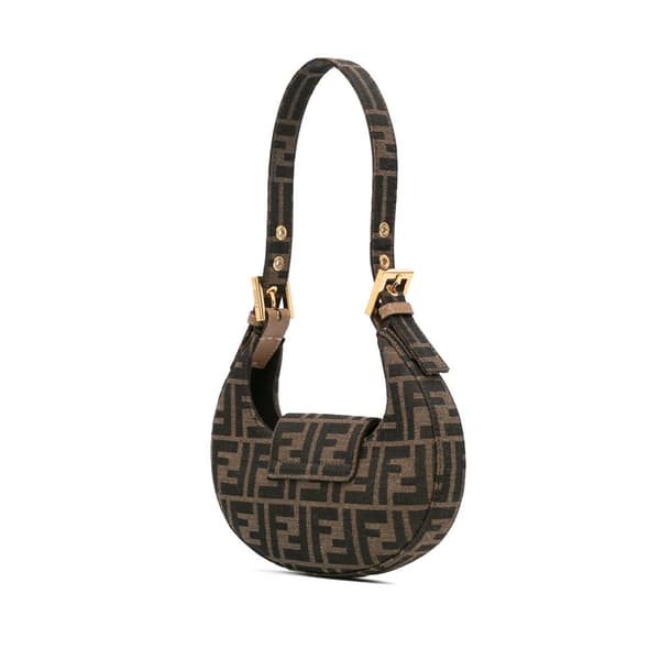 Pre-owned Fendi Mini Zucca Canvas Cookie Hobo Brown