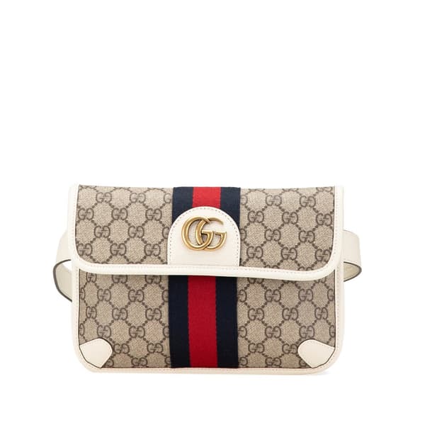 Pre-owned Gucci GG Supreme Ophidia Belt Bag Brown
