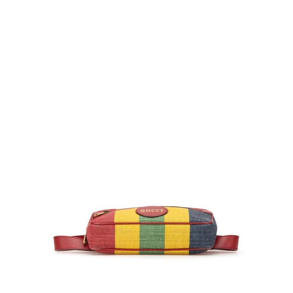 Pre-owned Gucci Baiadera Canvas Stripe Belt Bag Red