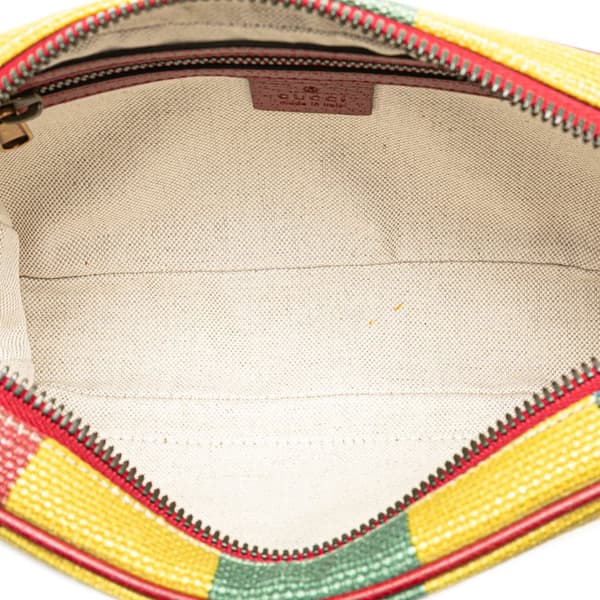 Pre-owned Gucci Baiadera Canvas Stripe Belt Bag Red