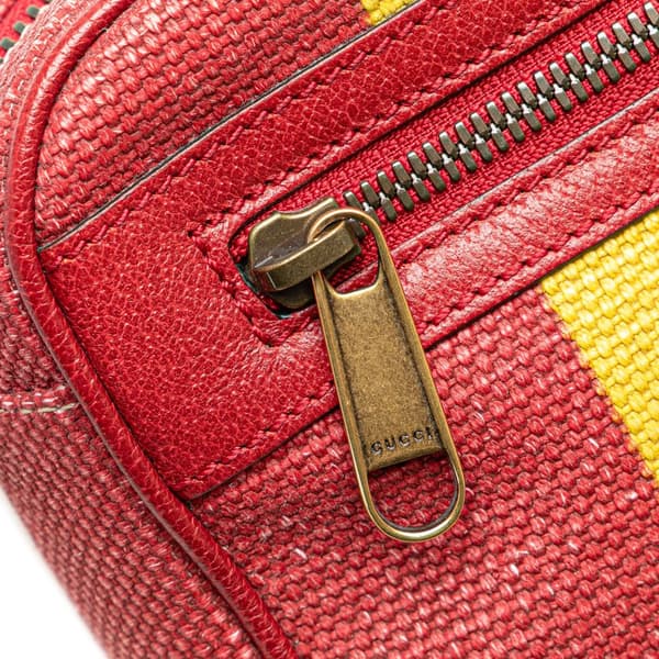 Pre-owned Gucci Baiadera Canvas Stripe Belt Bag Red