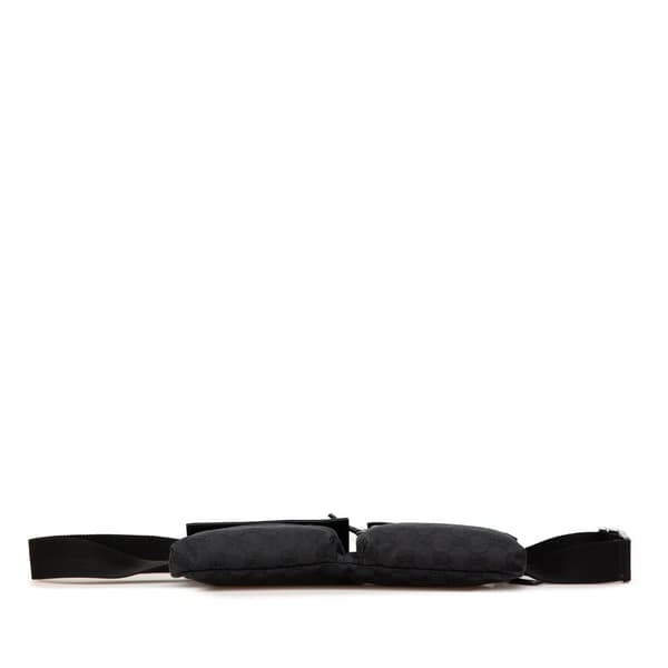Pre-owned Gucci GG Canvas Double Pocket Belt Bag Black
