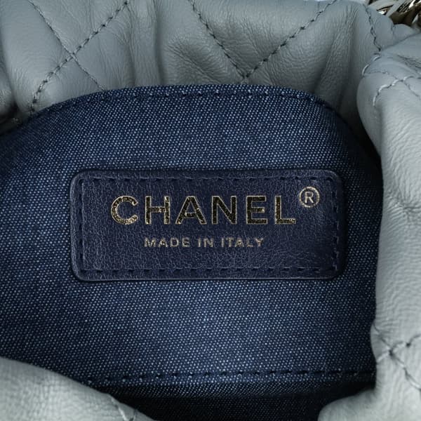 Pre-owned Chanel CC Quilted Calfskin Resin Bi-Color Chain Bucket Bag Gray