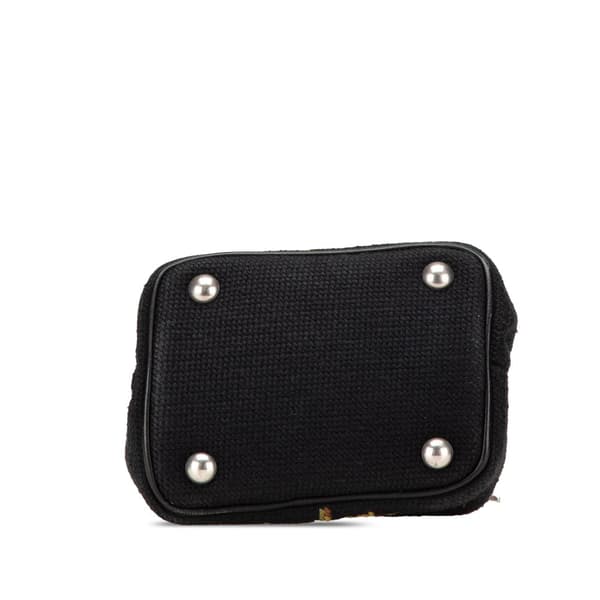 Pre-owned Saint Laurent Baby Embroidered Wool Emmanuelle Bucket Bag Black