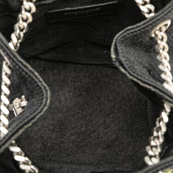 Pre-owned Saint Laurent Baby Embroidered Wool Emmanuelle Bucket Bag Black