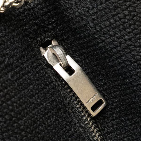 Pre-owned Saint Laurent Baby Embroidered Wool Emmanuelle Bucket Bag Black