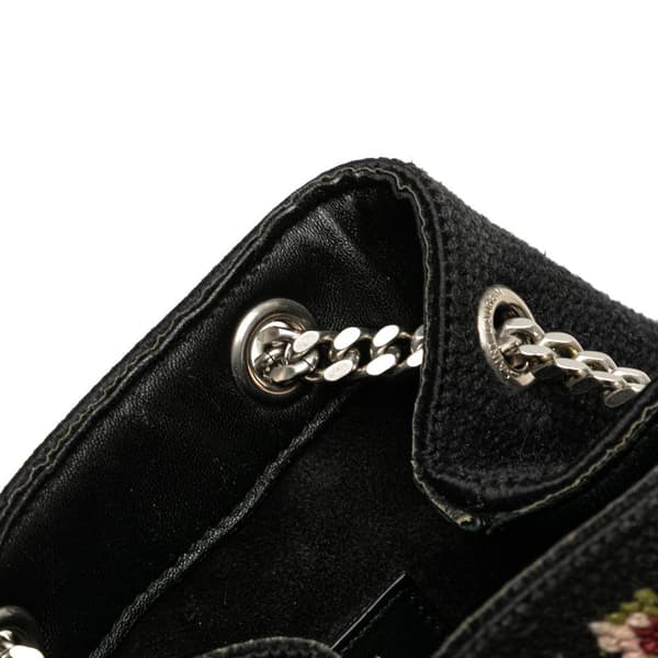 Pre-owned Saint Laurent Baby Embroidered Wool Emmanuelle Bucket Bag Black
