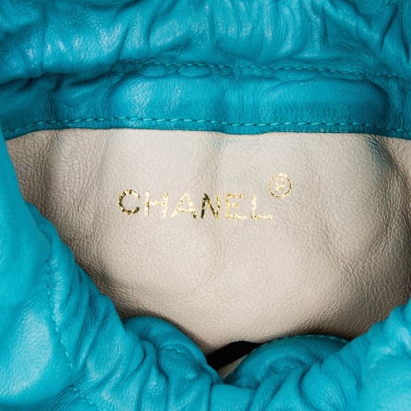 Pre-owned Chanel Quilted Lambskin Drawstring Tassel Bucket Bag Blue