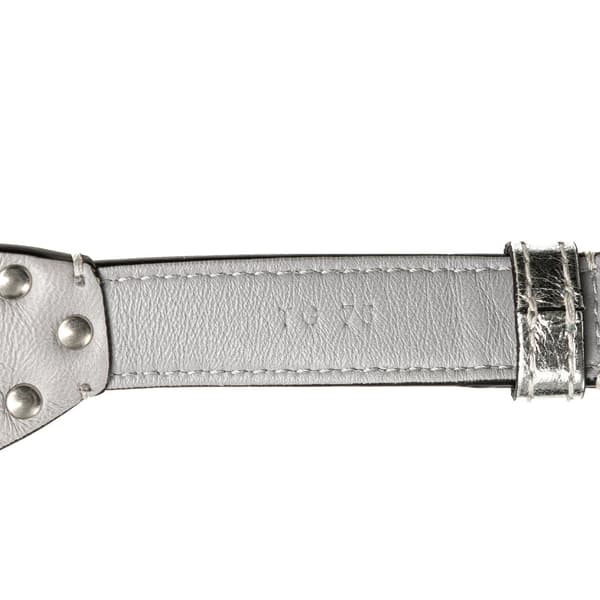 Pre-owned Valentino Metallic Craquele Nappa Rockstud Spike Belt Bag Silver