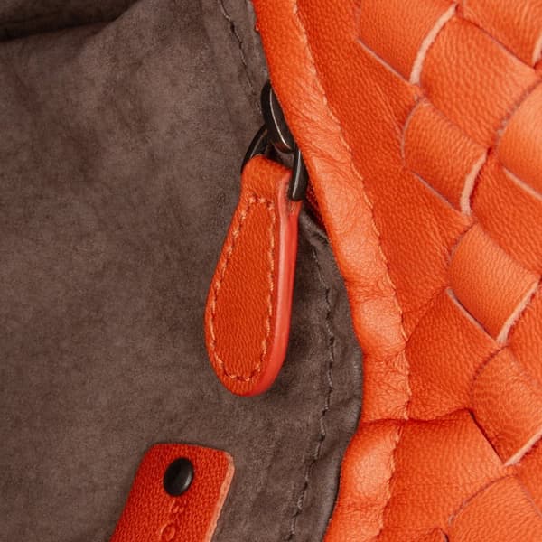 Pre-owned Bottega Veneta Nappa Intrecciato Bucket Bag Orange