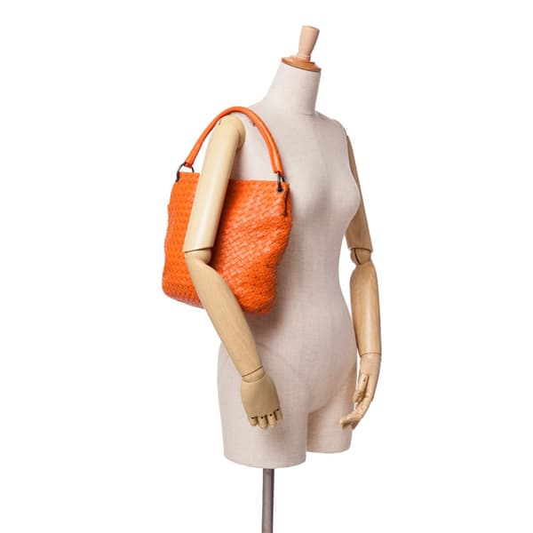 Pre-owned Bottega Veneta Nappa Intrecciato Bucket Bag Orange